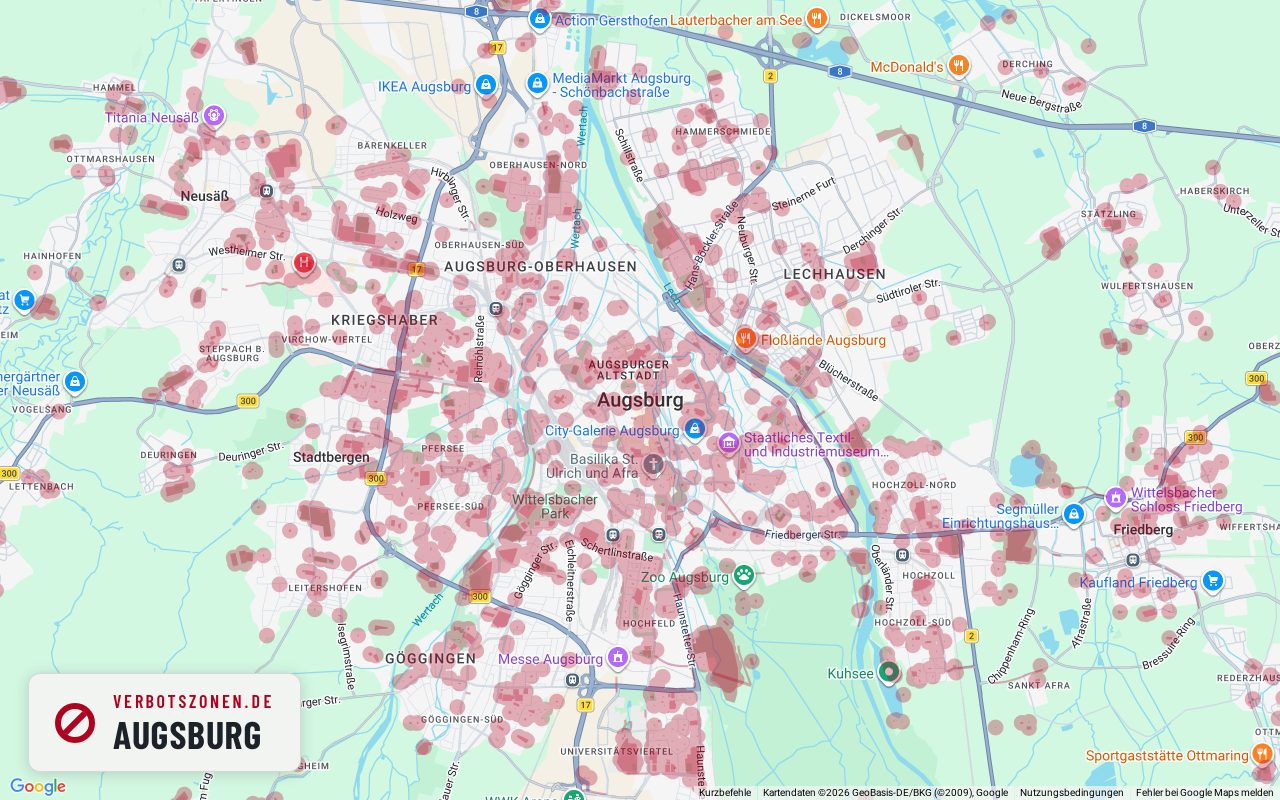 Bubatzkarte Augsburg – Übersicht der Cannabis-Verbotszonen in Augsburg