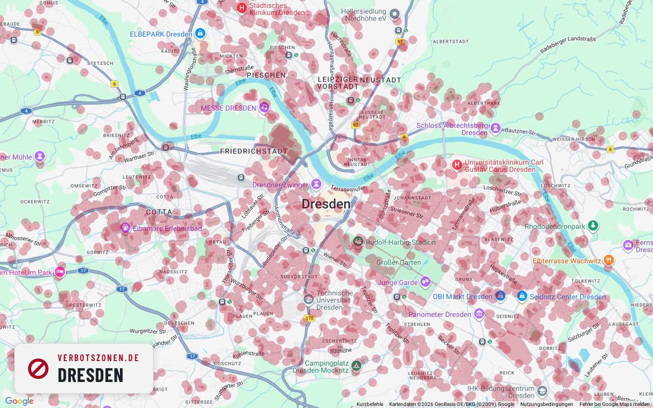 Bubatzkarte Dresden – Übersicht der Cannabis-Verbotszonen in Dresden