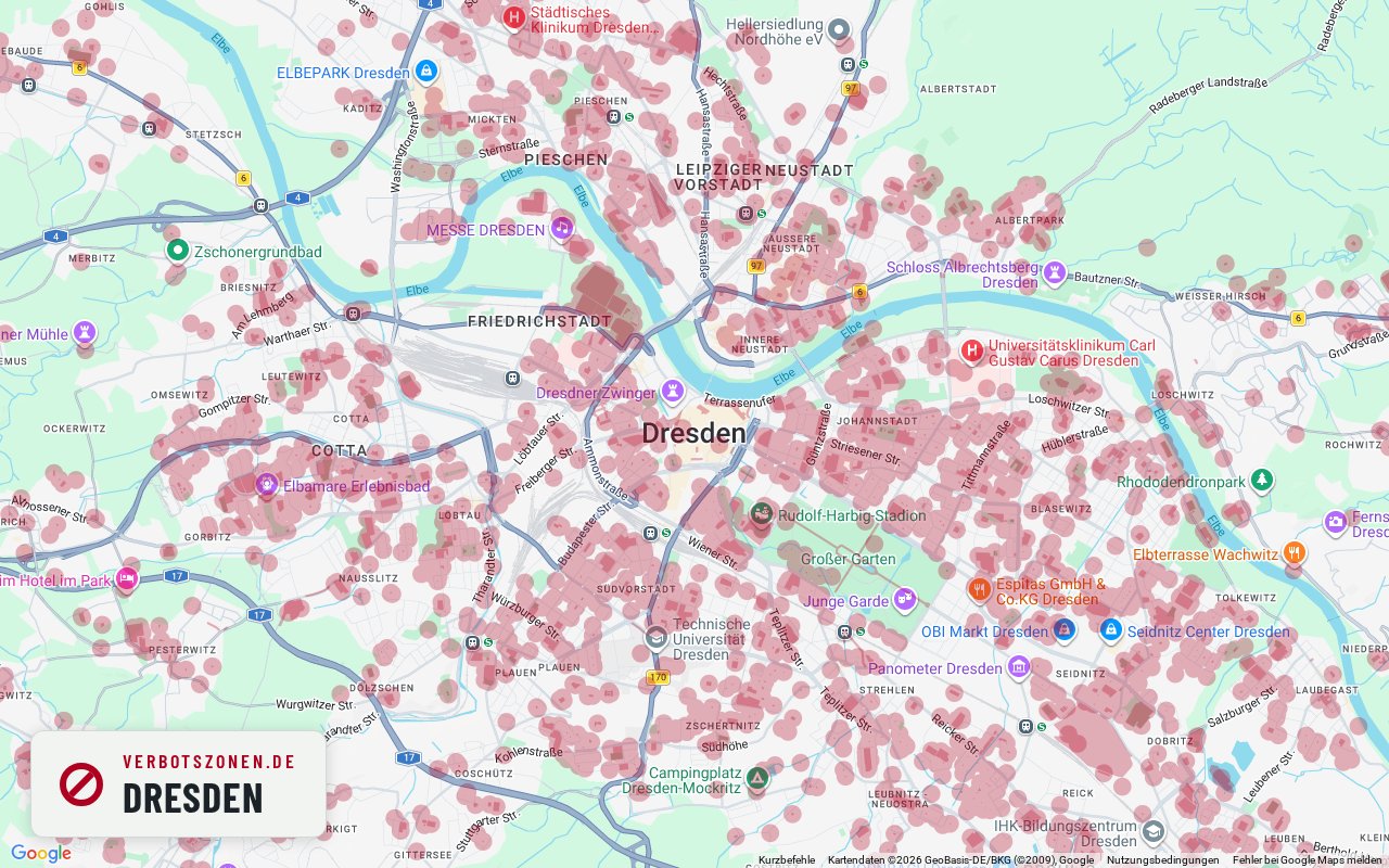 Bubatzkarte Dresden – Übersicht der Cannabis-Verbotszonen in Dresden