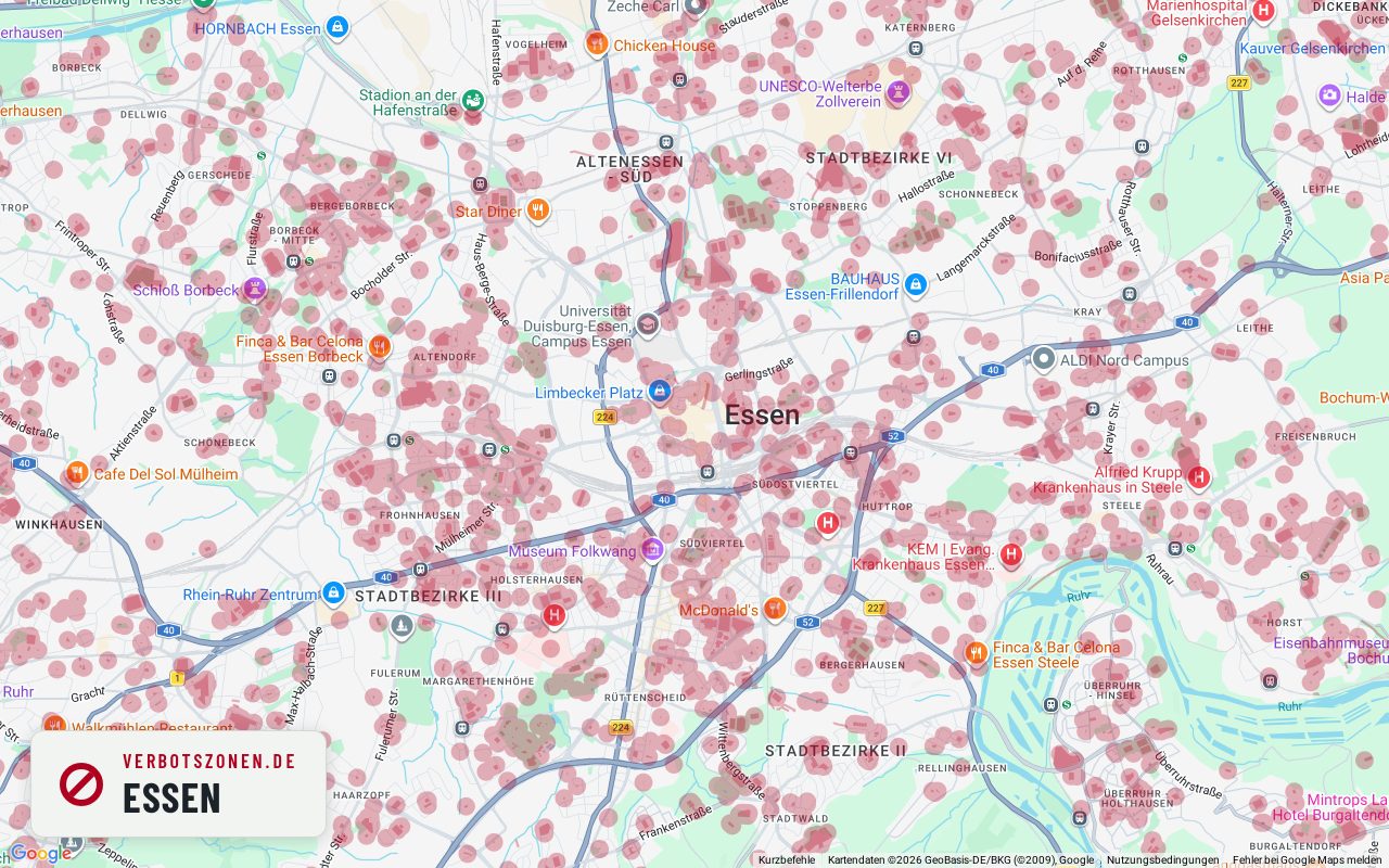 Bubatzkarte Essen – Übersicht der Cannabis-Verbotszonen in Essen