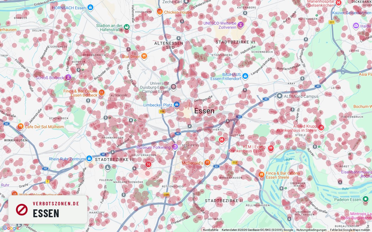 Bubatzkarte Essen – Übersicht der Cannabis-Verbotszonen in Essen
