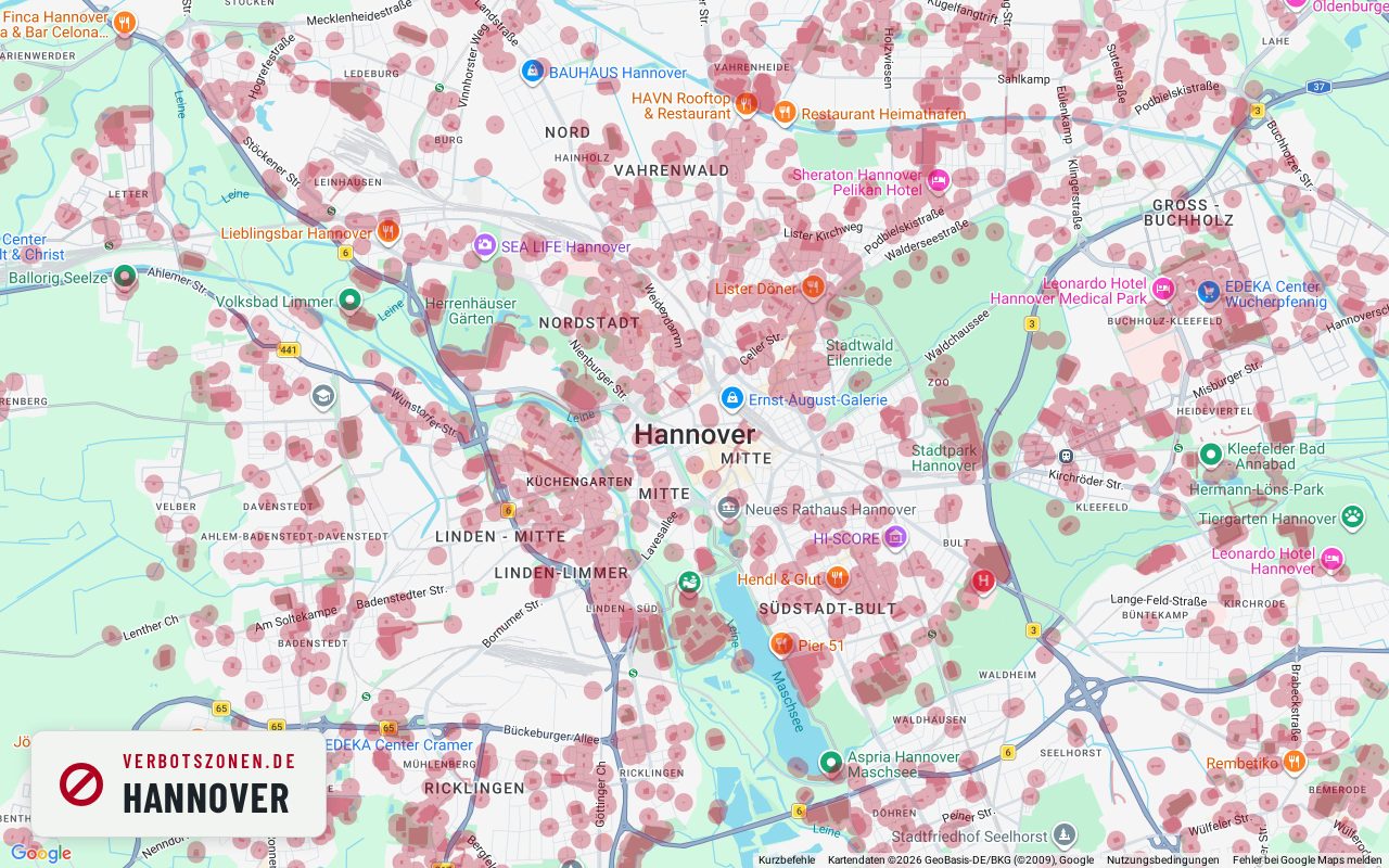 Bubatzkarte Hannover – Übersicht der Cannabis-Verbotszonen in Hannover
