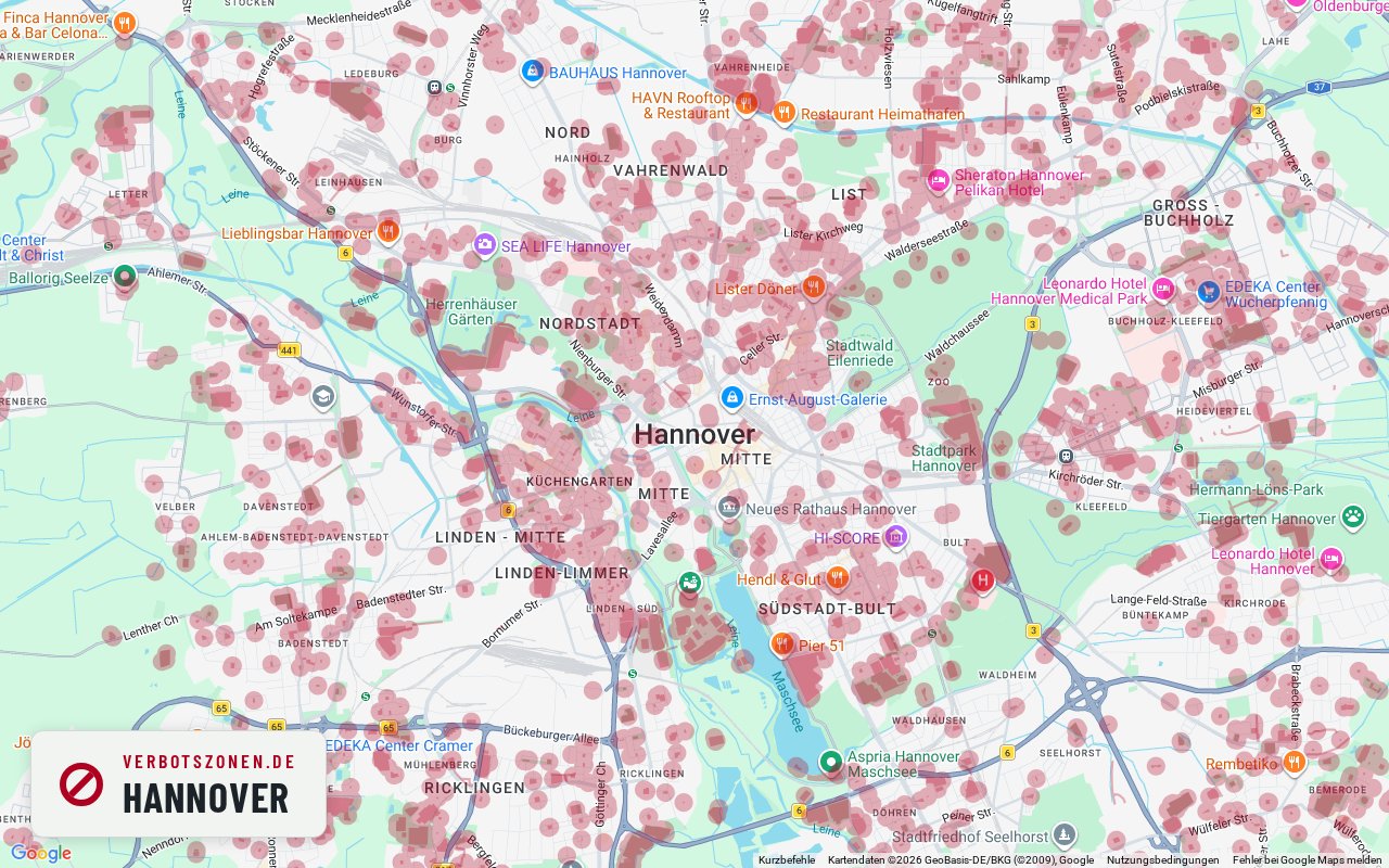 Bubatzkarte Hannover – Übersicht der Cannabis-Verbotszonen in Hannover