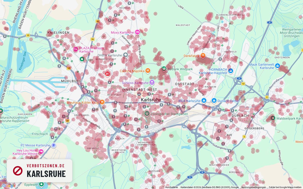 Bubatzkarte Karlsruhe – Übersicht der Cannabis-Verbotszonen in Karlsruhe