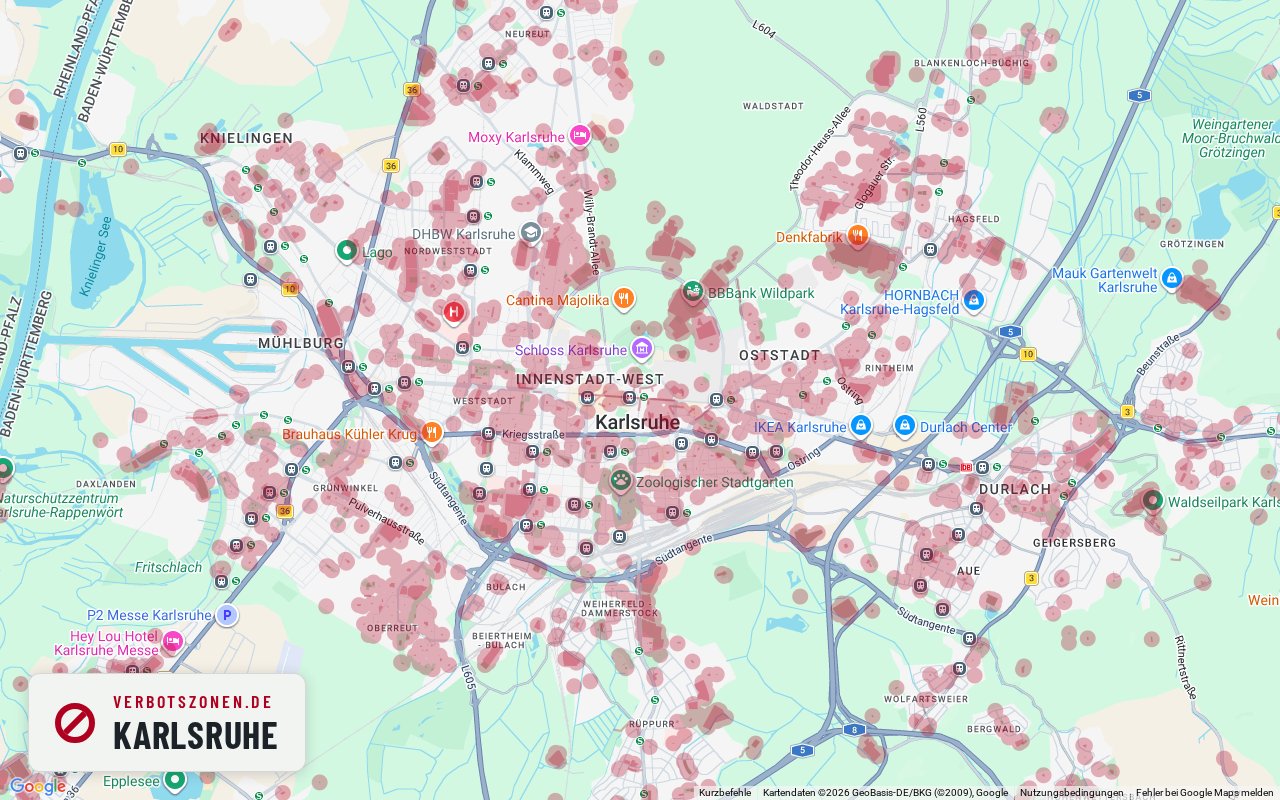 Bubatzkarte Karlsruhe – Übersicht der Cannabis-Verbotszonen in Karlsruhe