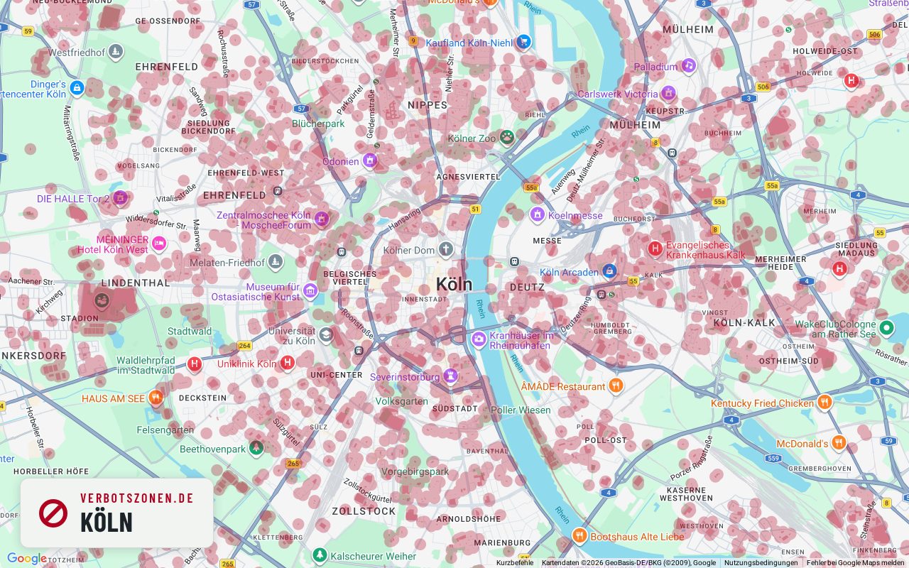 Bubatzkarte Köln – Übersicht der Cannabis-Verbotszonen in Köln