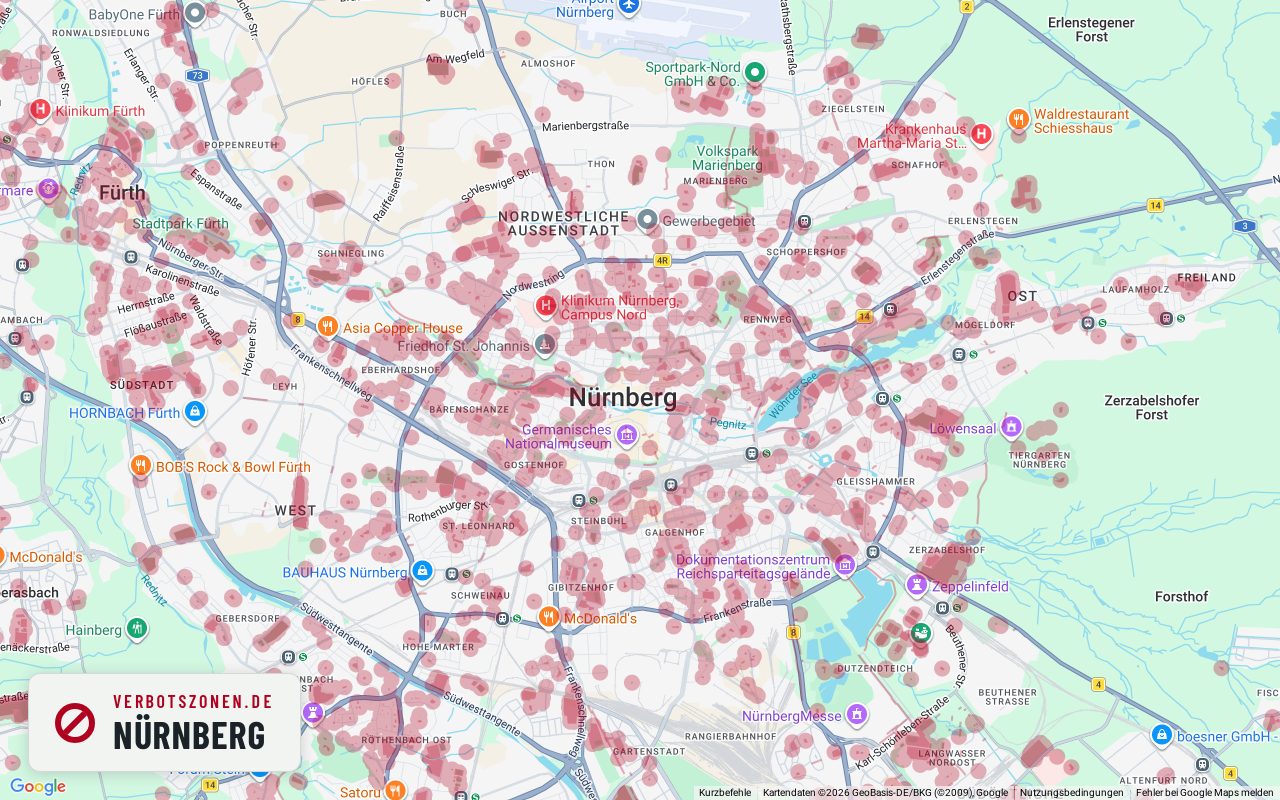 Bubatzkarte Nürnberg – Übersicht der Cannabis-Verbotszonen in Nürnberg
