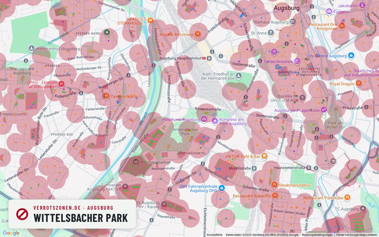Bubatzkarte Augsburg: Cannabis-Verbotszonen rund um Wittelsbacher Park