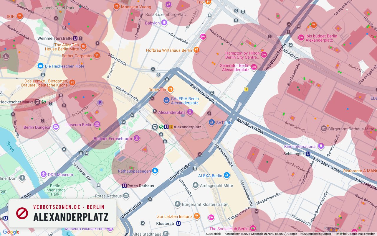 Bubatzkarte Berlin: Cannabis-Verbotszonen rund um Alexanderplatz