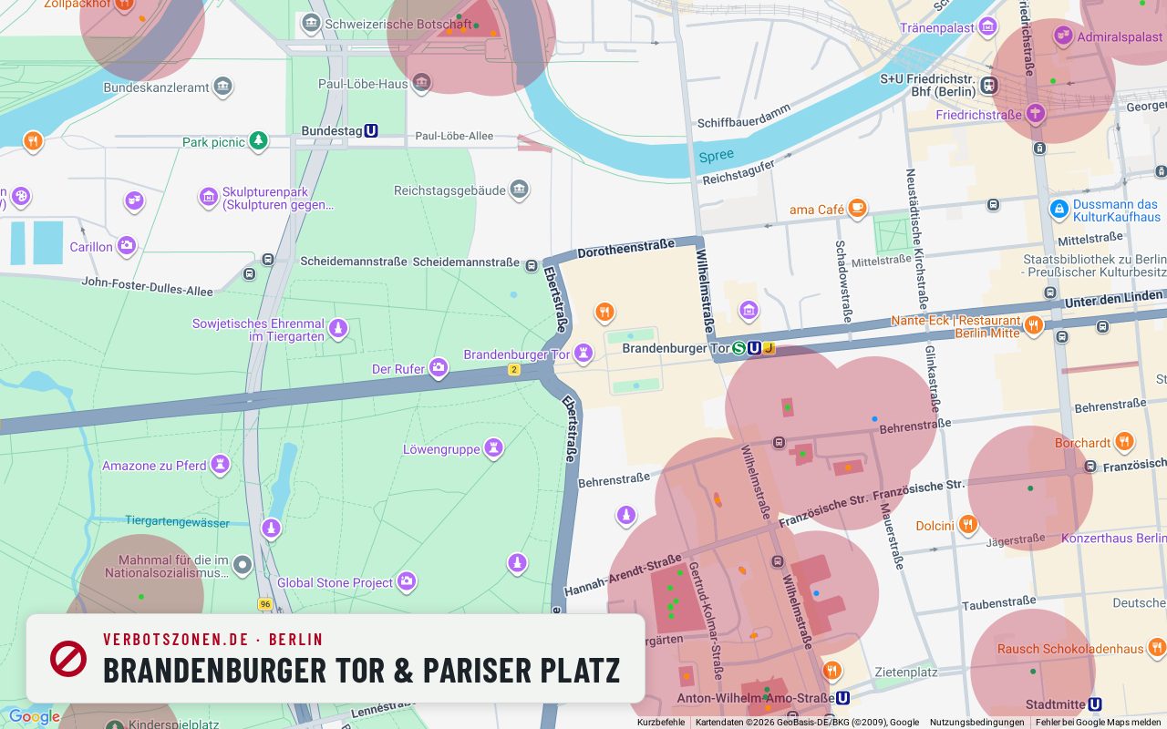 Bubatzkarte Berlin: Cannabis-Verbotszonen rund um Brandenburger Tor & Pariser Platz