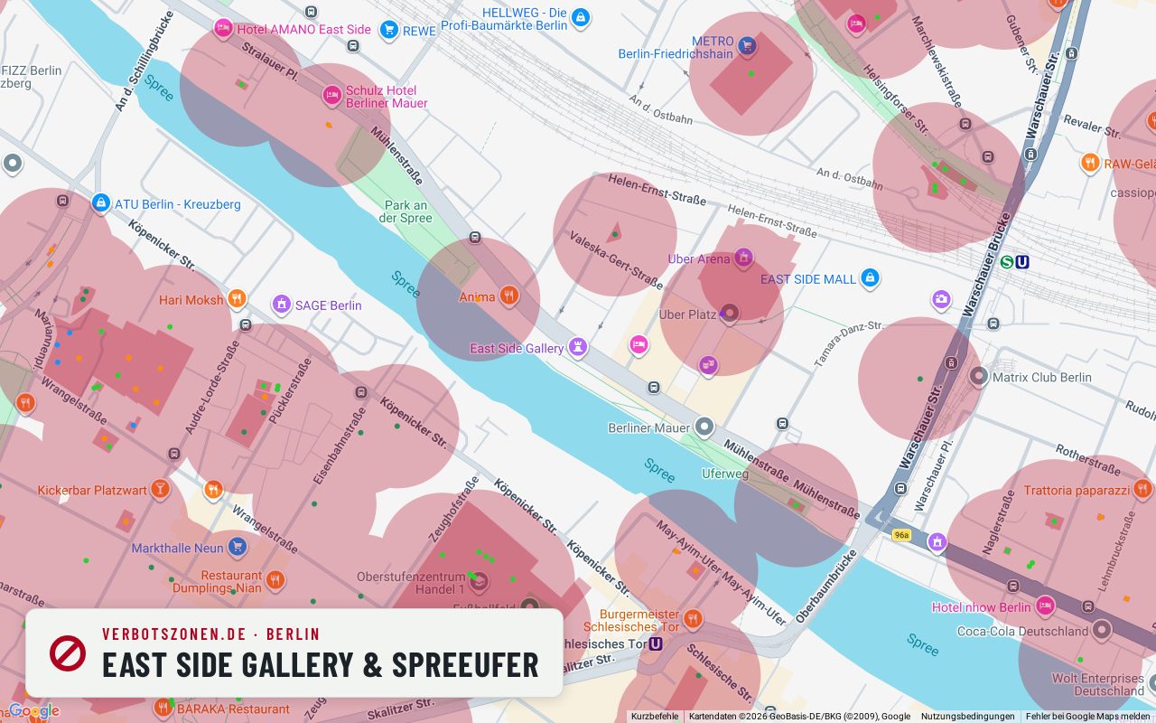 Bubatzkarte Berlin: Cannabis-Verbotszonen rund um East Side Gallery & Spreeufer