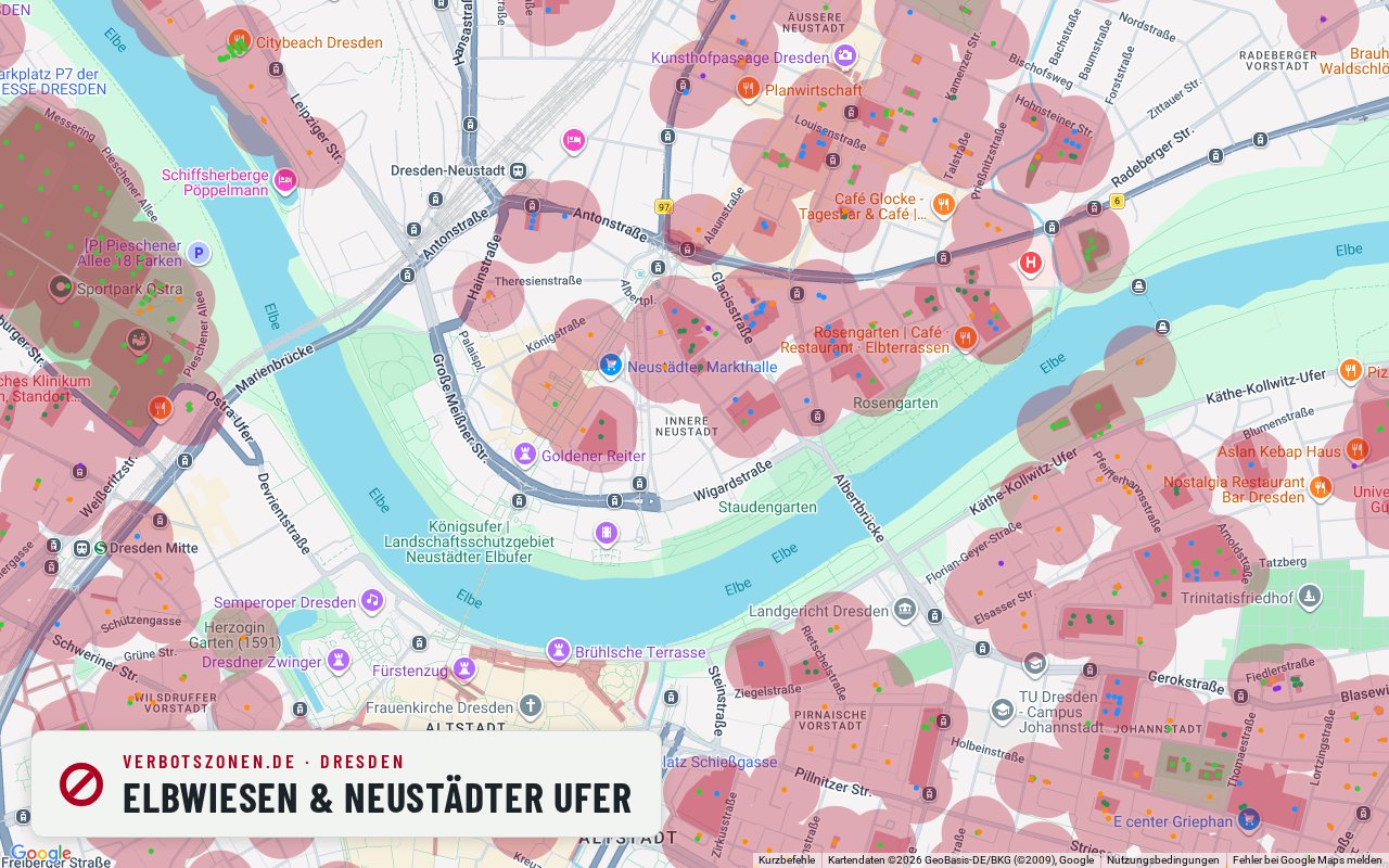 Bubatzkarte Dresden: Cannabis-Verbotszonen rund um Elbwiesen & Neustädter Ufer