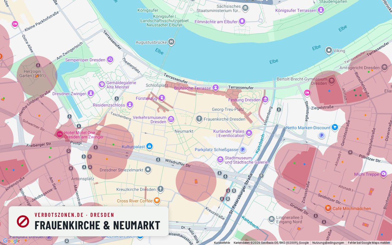 Bubatzkarte Dresden: Cannabis-Verbotszonen rund um Frauenkirche & Neumarkt