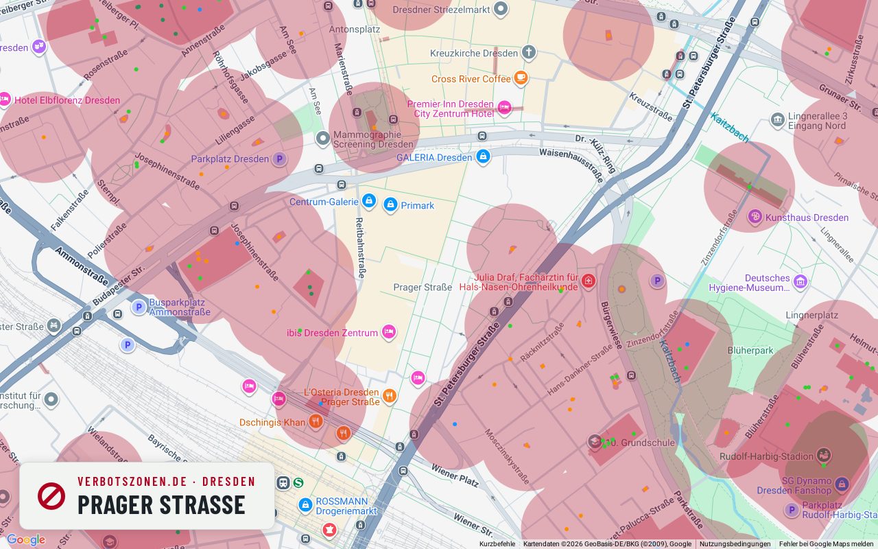 Bubatzkarte Dresden: Cannabis-Verbotszonen rund um Prager Straße