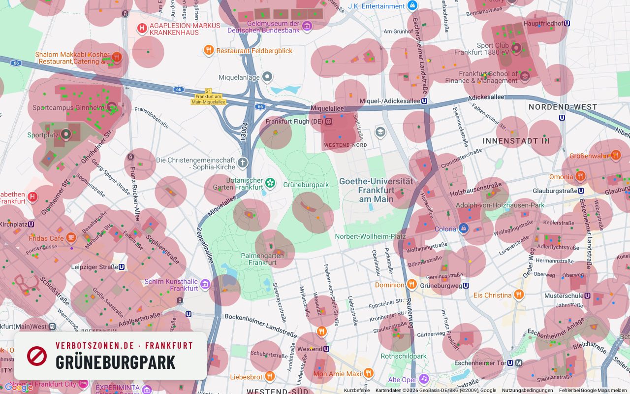 Bubatzkarte Frankfurt am Main: Cannabis-Verbotszonen rund um Grüneburgpark