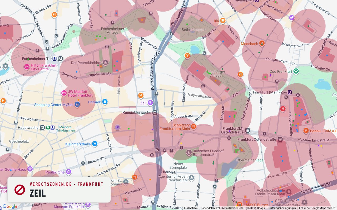 Bubatzkarte Frankfurt am Main: Cannabis-Verbotszonen rund um Zeil