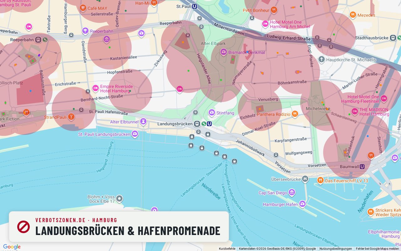 Bubatzkarte Hamburg: Cannabis-Verbotszonen rund um Landungsbrücken & Hafenpromenade