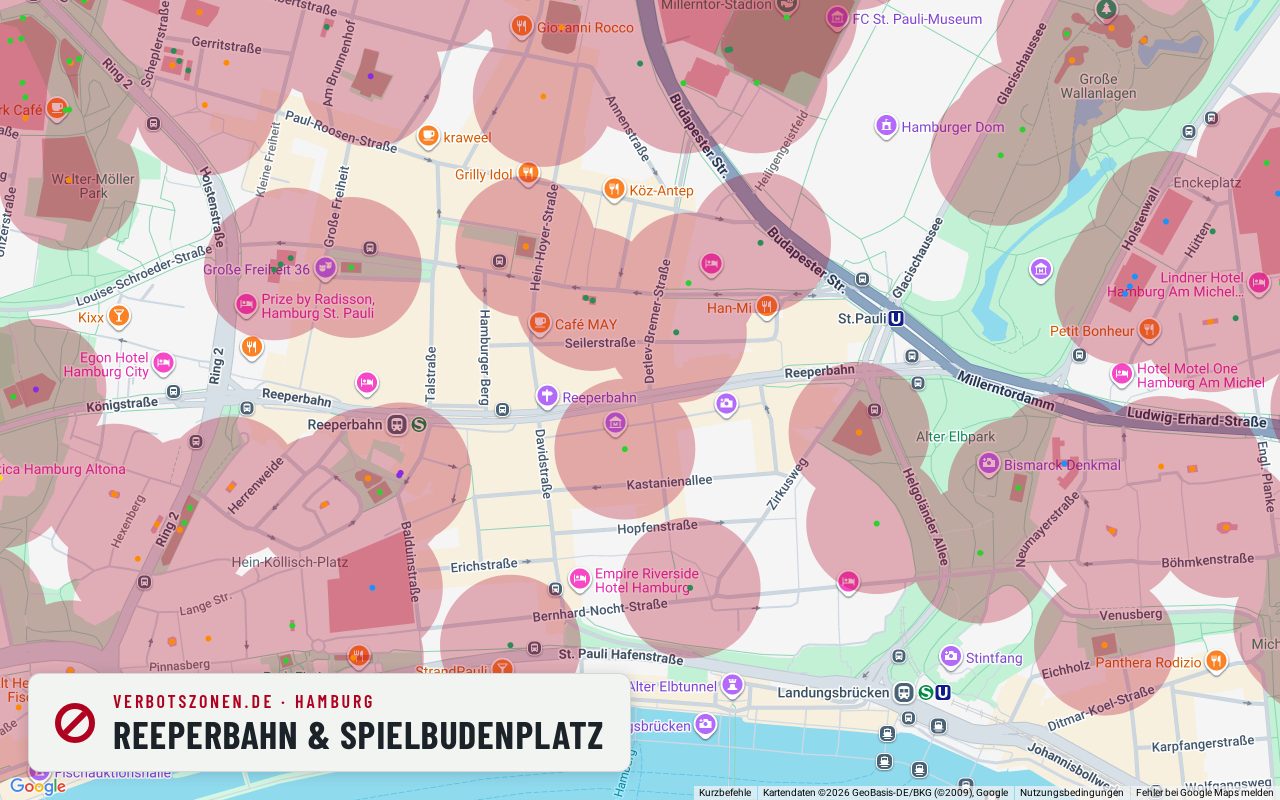 Bubatzkarte Hamburg: Cannabis-Verbotszonen rund um Reeperbahn & Spielbudenplatz