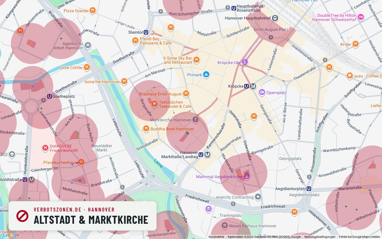 Bubatzkarte Hannover: Cannabis-Verbotszonen rund um Altstadt & Marktkirche