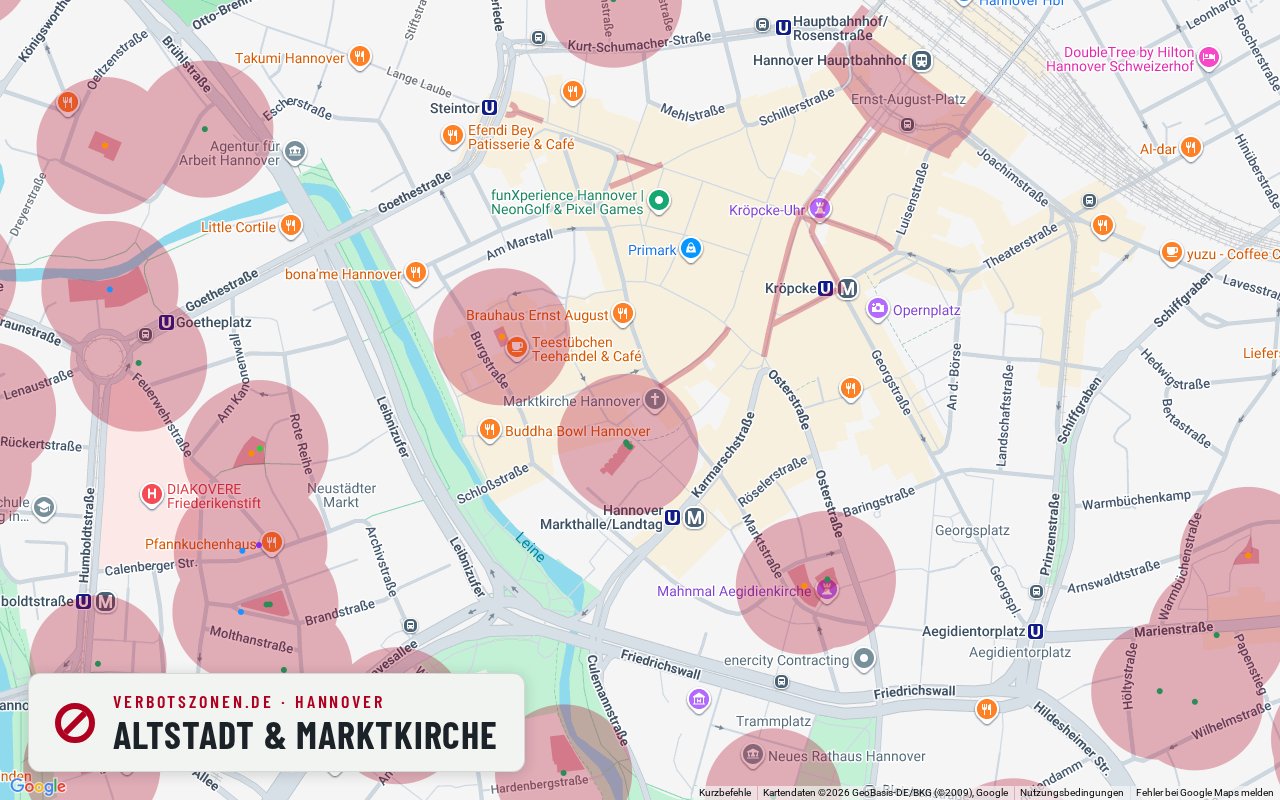 Bubatzkarte Hannover: Cannabis-Verbotszonen rund um Altstadt & Marktkirche