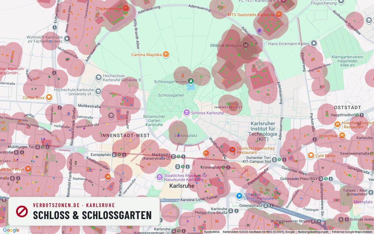 Bubatzkarte Karlsruhe: Cannabis-Verbotszonen rund um Schloss & Schlossgarten