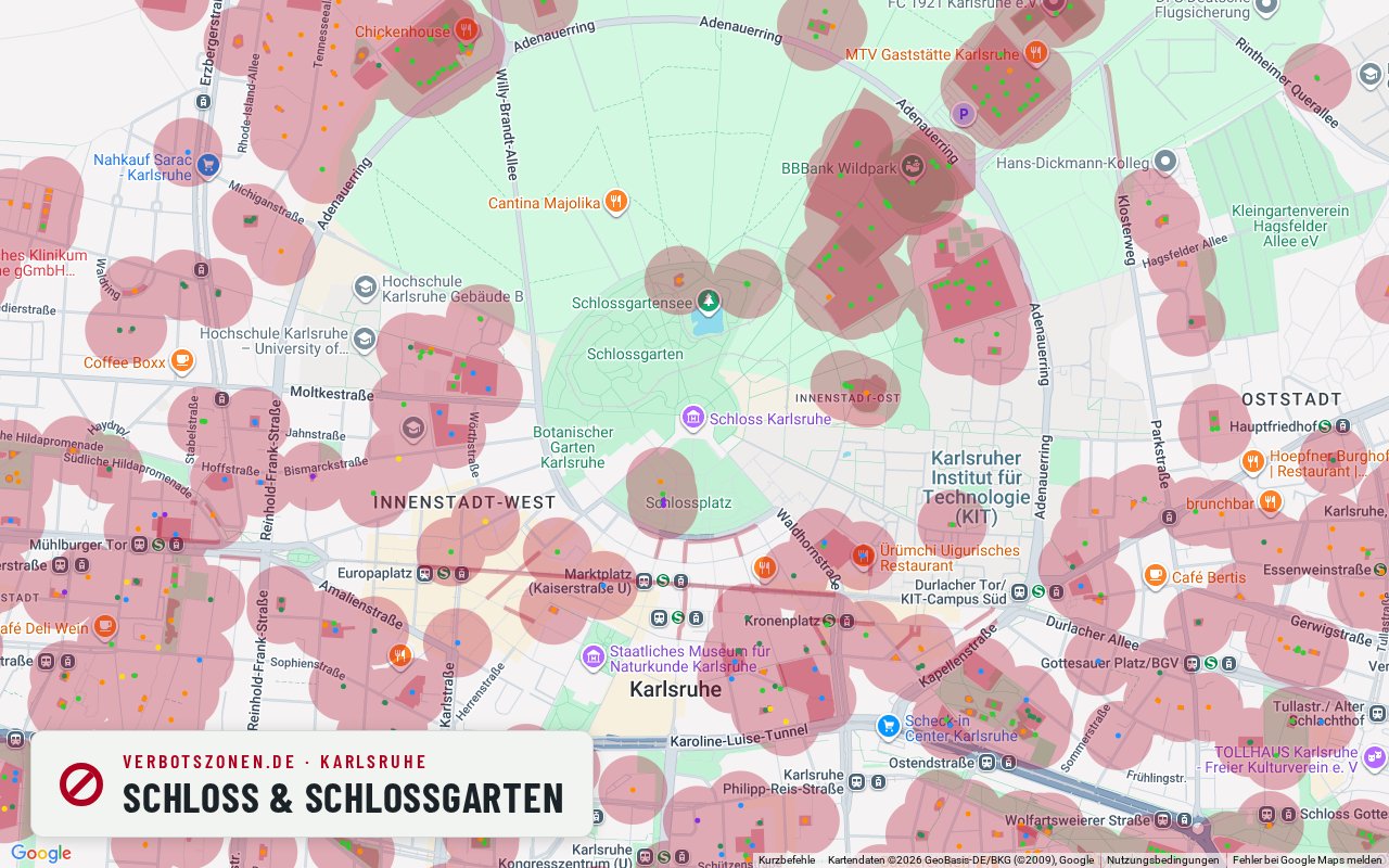 Bubatzkarte Karlsruhe: Cannabis-Verbotszonen rund um Schloss & Schlossgarten