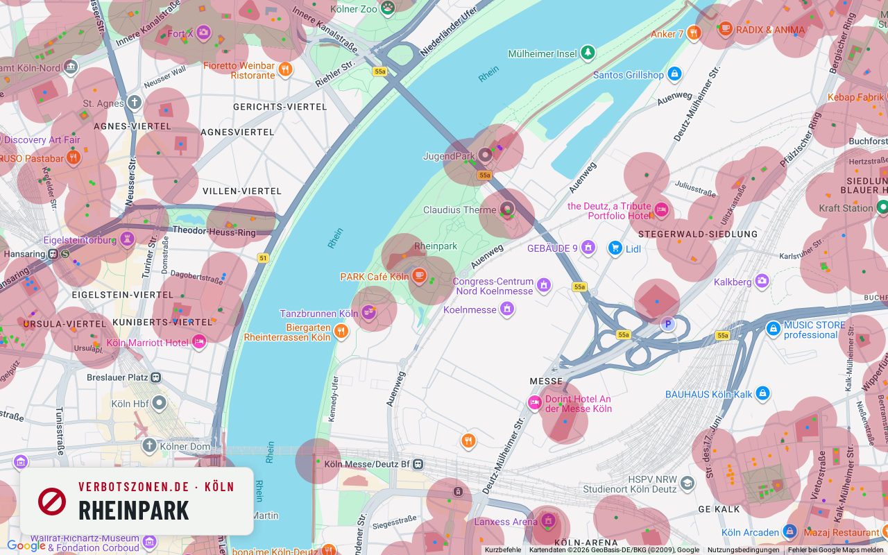 Bubatzkarte Köln: Cannabis-Verbotszonen rund um Rheinpark