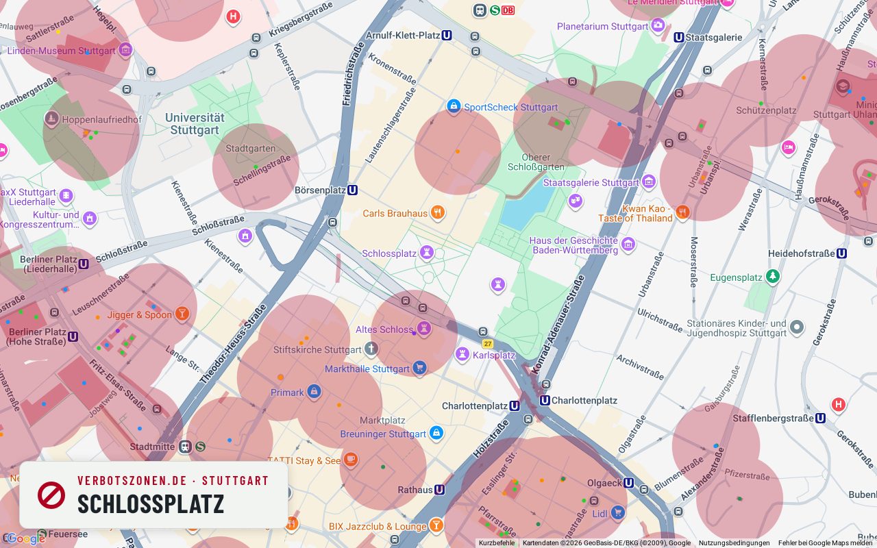 Bubatzkarte Stuttgart: Cannabis-Verbotszonen rund um Schlossplatz