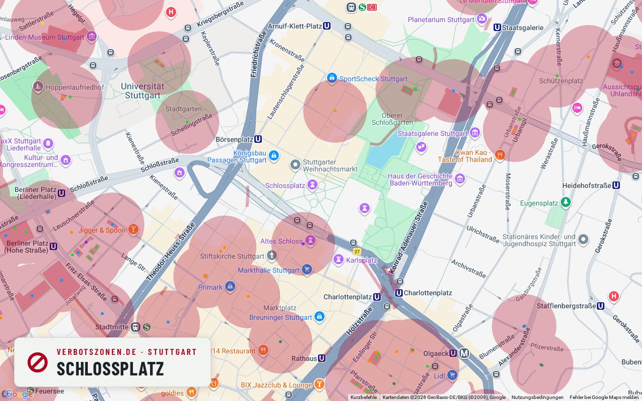 Bubatzkarte Stuttgart: Cannabis-Verbotszonen rund um Schlossplatz